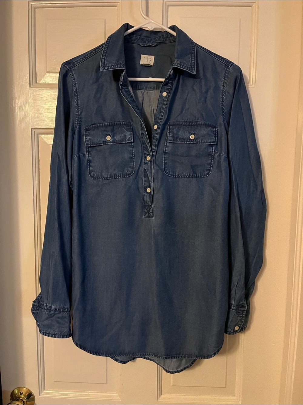 a new day Blue Denim Button-Front Tunic Shirt